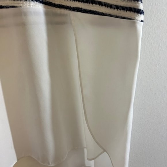 Design Lab blouse, striped top with white mesh bottom, size Medium - Picture 3 of 4
